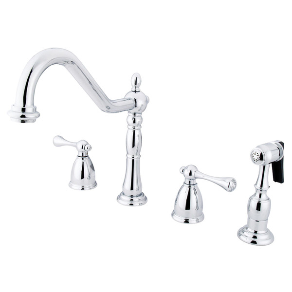 Kingston Brass Widespread Kitchen Faucet, Polished Chrome KB1791BLBS